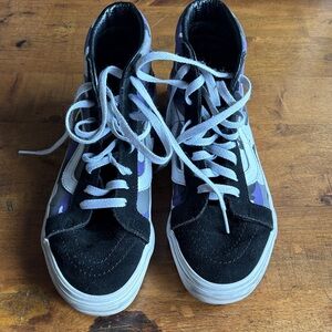 Vans Black and Purple High-Top Sneakers